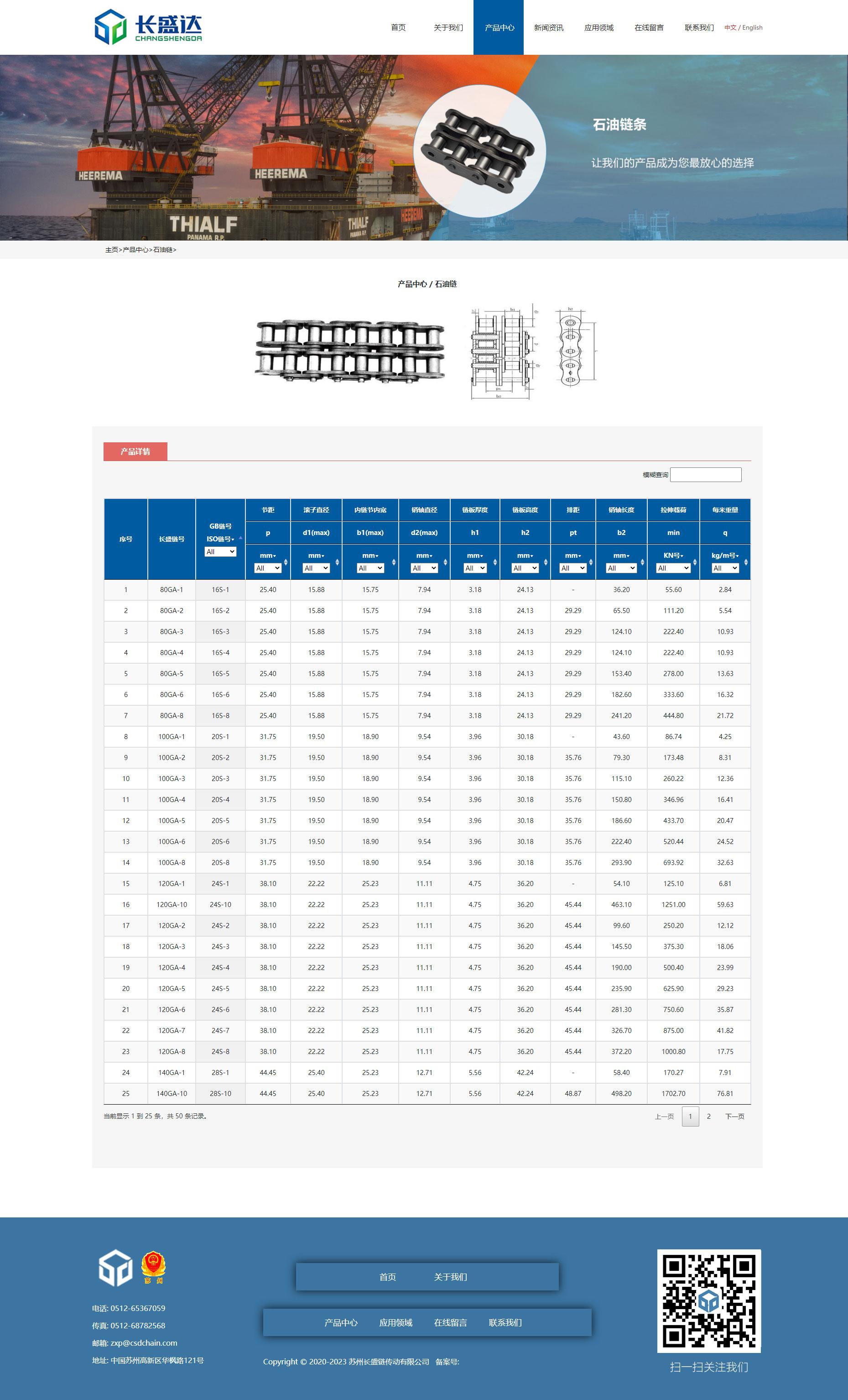 苏州点创网络网站建设公司设计的苏州长盛链传动官网产品详情页面
